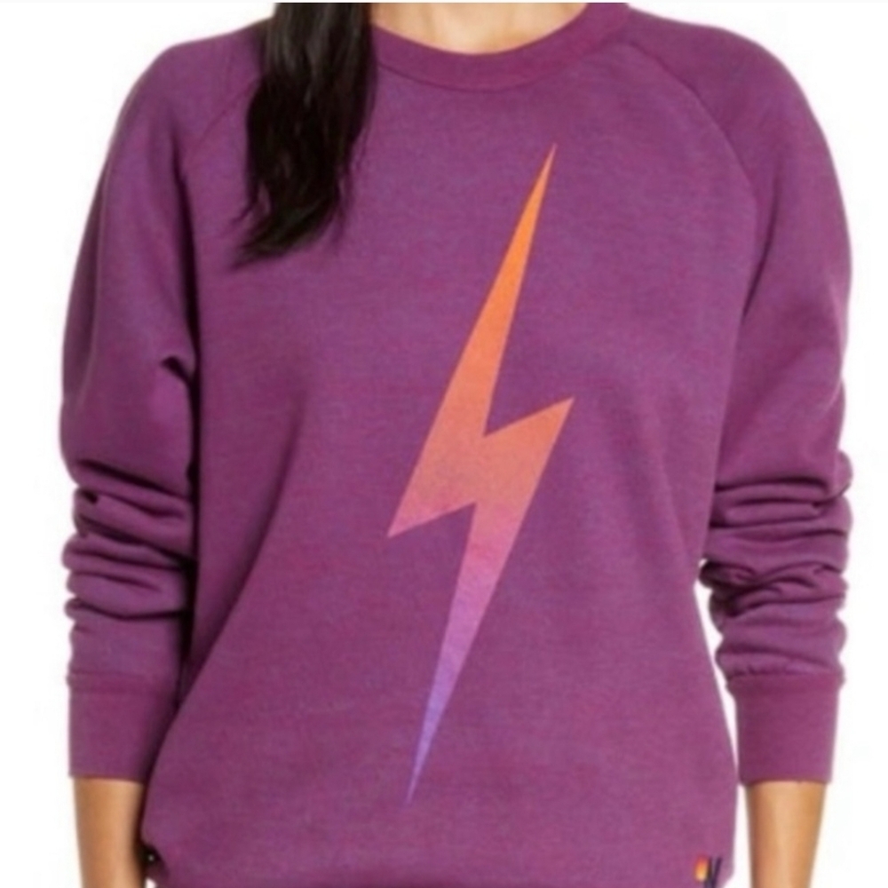 Aviator Nation Purple Sweatshirt with Lightning Bolt - Picture 2 of 6